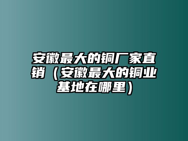 安徽最大的銅廠家直銷（安徽最大的銅業(yè)基地在哪里）