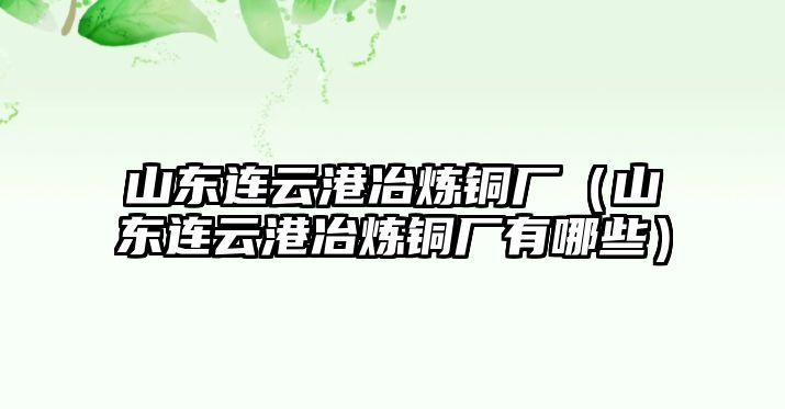 山東連云港冶煉銅廠（山東連云港冶煉銅廠有哪些）