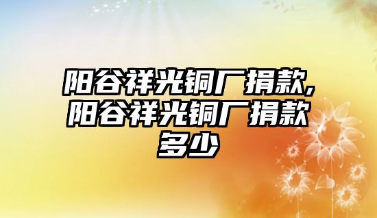 陽谷祥光銅廠捐款,陽谷祥光銅廠捐款多少