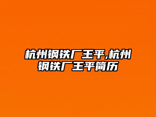 杭州鋼鐵廠王平,杭州鋼鐵廠王平簡歷