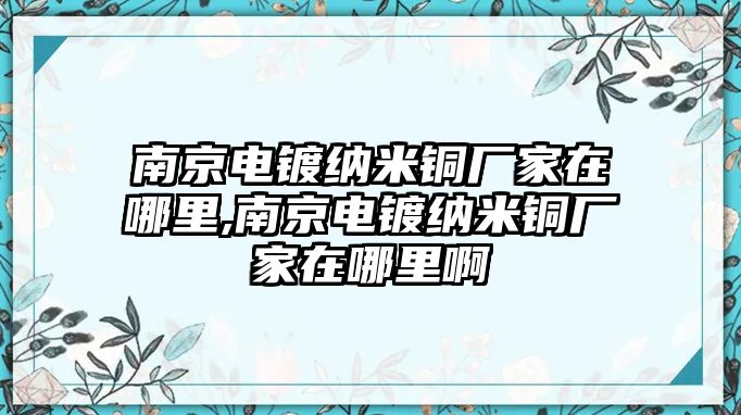 南京電鍍納米銅廠家在哪里,南京電鍍納米銅廠家在哪里啊