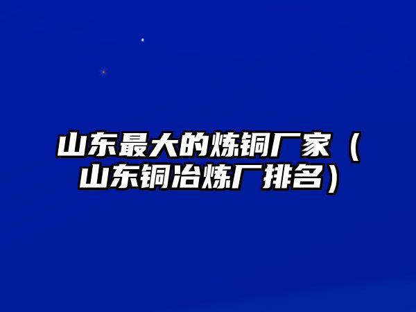 山東最大的煉銅廠家（山東銅冶煉廠排名）