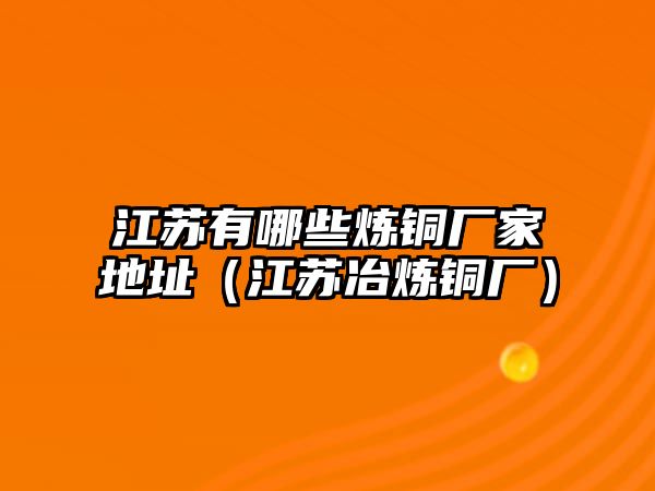 江蘇有哪些煉銅廠家地址（江蘇冶煉銅廠）