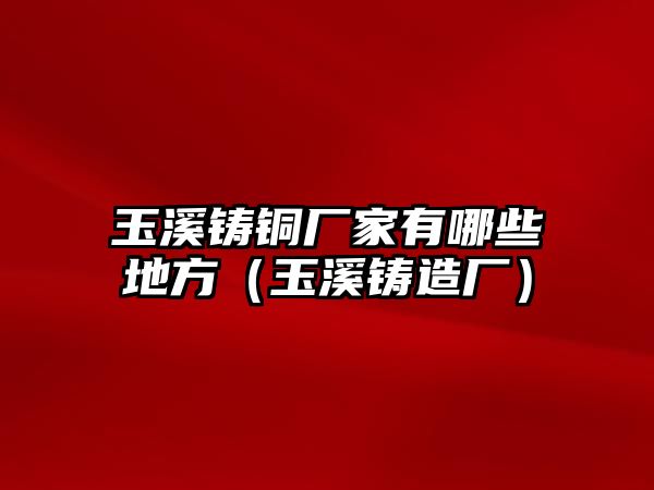 玉溪鑄銅廠家有哪些地方（玉溪鑄造廠）