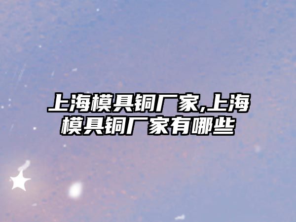 上海模具銅廠家,上海模具銅廠家有哪些