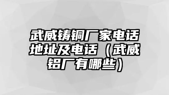 武威鑄銅廠家電話(huà)地址及電話(huà)（武威鋁廠有哪些）