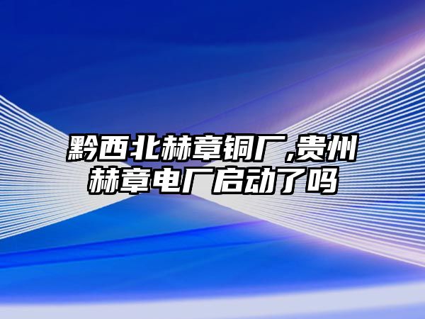 黔西北赫章銅廠,貴州赫章電廠啟動了嗎