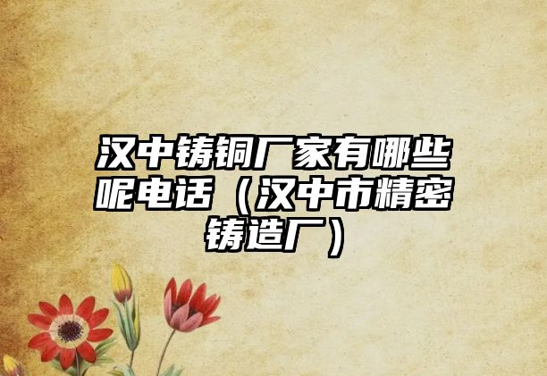 漢中鑄銅廠家有哪些呢電話（漢中市精密鑄造廠）