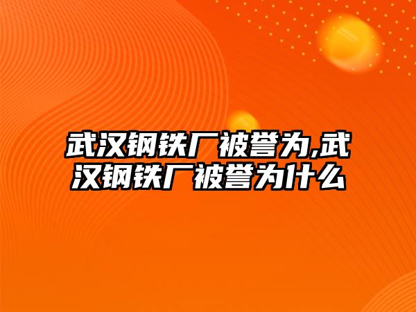 武漢鋼鐵廠被譽(yù)為,武漢鋼鐵廠被譽(yù)為什么