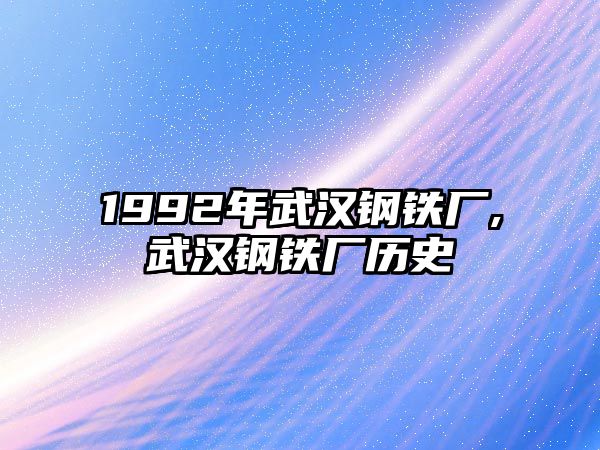 1992年武漢鋼鐵廠,武漢鋼鐵廠歷史