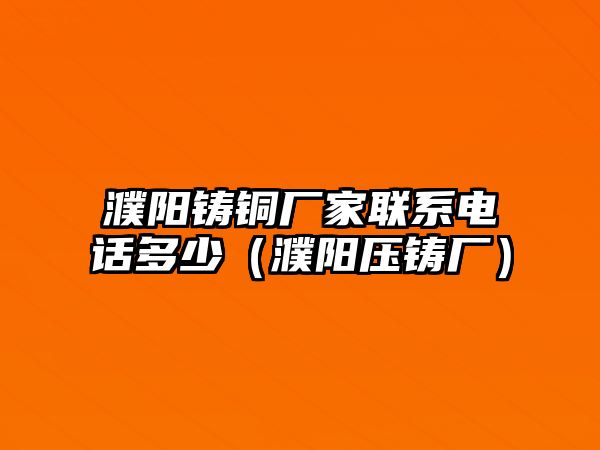 濮陽鑄銅廠家聯(lián)系電話多少（濮陽壓鑄廠）