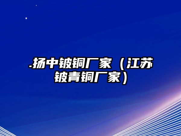 .揚中鈹銅廠家（江蘇鈹青銅廠家）