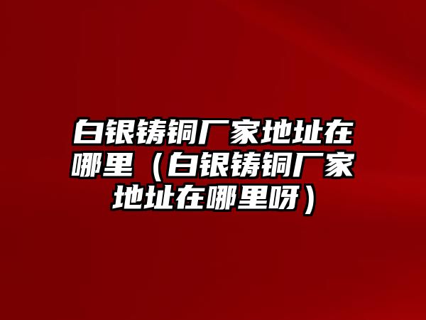 白銀鑄銅廠家地址在哪里（白銀鑄銅廠家地址在哪里呀）