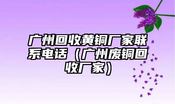 廣州回收黃銅廠家聯(lián)系電話（廣州廢銅回收廠家）