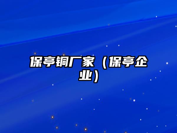 保亭銅廠家（保亭企業(yè)）