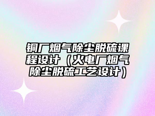 銅廠煙氣除塵脫硫課程設(shè)計(jì)（火電廠煙氣除塵脫硫工藝設(shè)計(jì)）