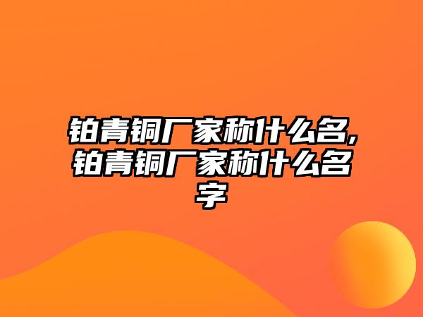 鉑青銅廠家稱什么名,鉑青銅廠家稱什么名字