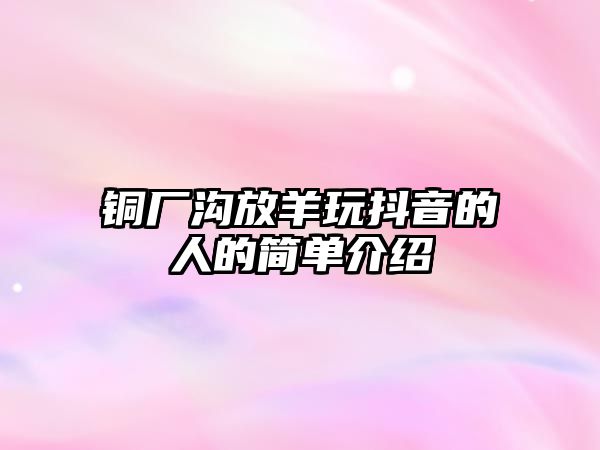 銅廠溝放羊玩抖音的人的簡單介紹