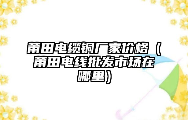 莆田電纜銅廠家價格（莆田電線批發(fā)市場在哪里）