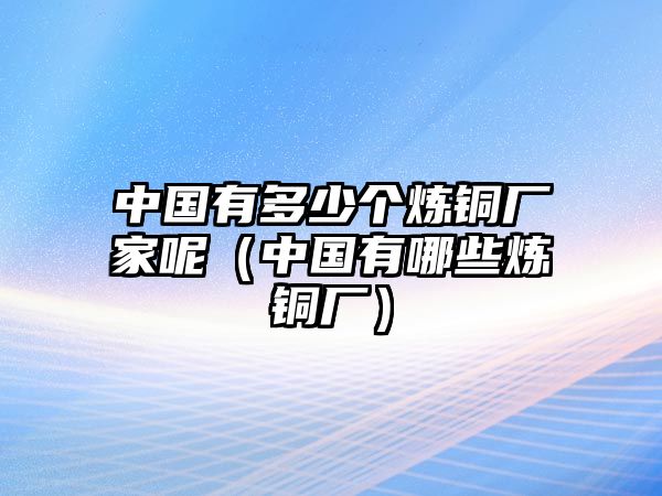 中國(guó)有多少個(gè)煉銅廠家呢（中國(guó)有哪些煉銅廠）