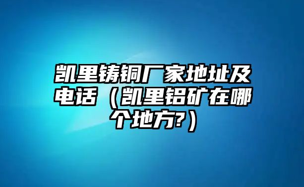 凱里鑄銅廠家地址及電話（凱里鋁礦在哪個(gè)地方?）