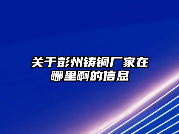 關(guān)于彭州鑄銅廠家在哪里啊的信息