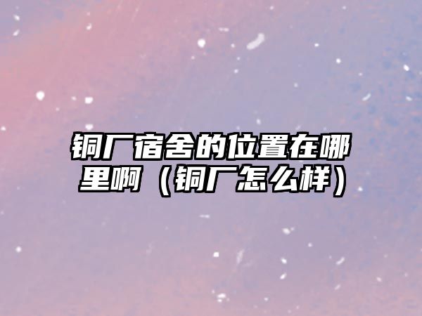 銅廠宿舍的位置在哪里?。ㄣ~廠怎么樣）