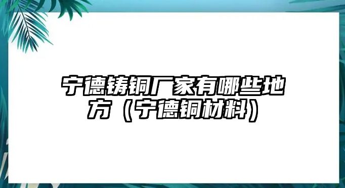 寧德鑄銅廠家有哪些地方（寧德銅材料）