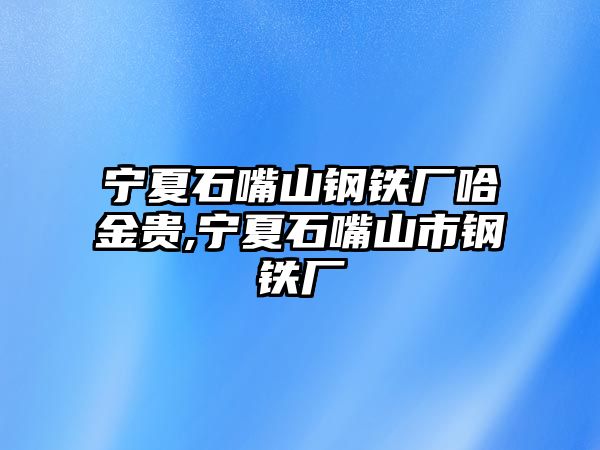 寧夏石嘴山鋼鐵廠哈金貴,寧夏石嘴山市鋼鐵廠