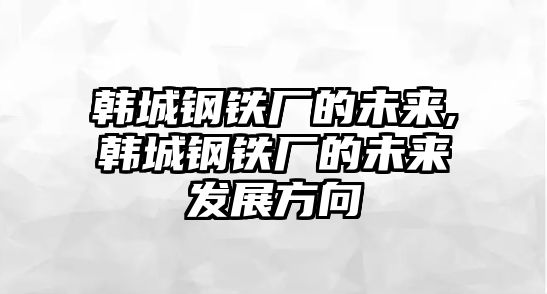 韓城鋼鐵廠的未來,韓城鋼鐵廠的未來發(fā)展方向