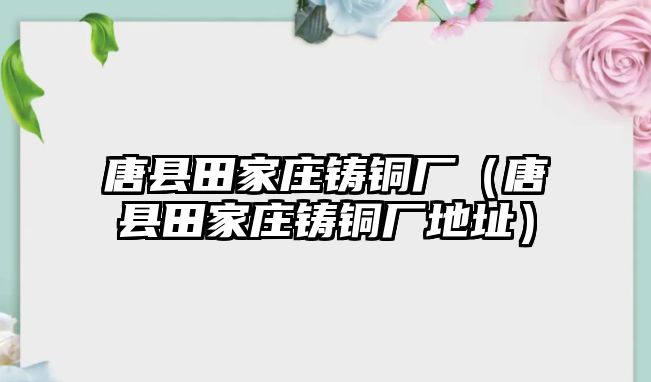 唐縣田家莊鑄銅廠（唐縣田家莊鑄銅廠地址）