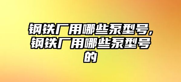 鋼鐵廠用哪些泵型號,鋼鐵廠用哪些泵型號的