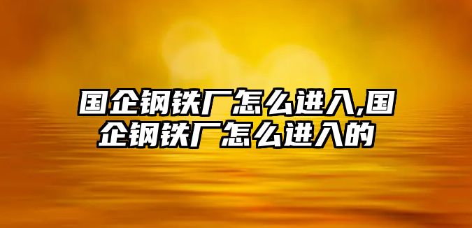 國企鋼鐵廠怎么進(jìn)入,國企鋼鐵廠怎么進(jìn)入的