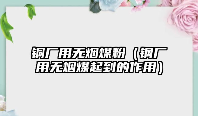 銅廠用無煙煤粉（鋼廠用無煙煤起到的作用）