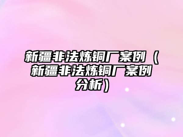 新疆非法煉銅廠案例（新疆非法煉銅廠案例分析）