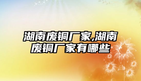 湖南廢銅廠家,湖南廢銅廠家有哪些