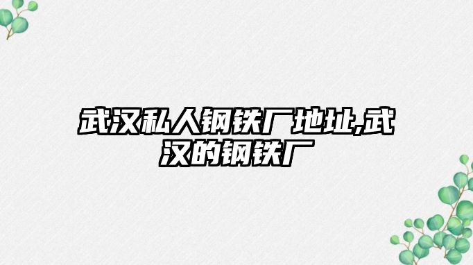 武漢私人鋼鐵廠地址,武漢的鋼鐵廠