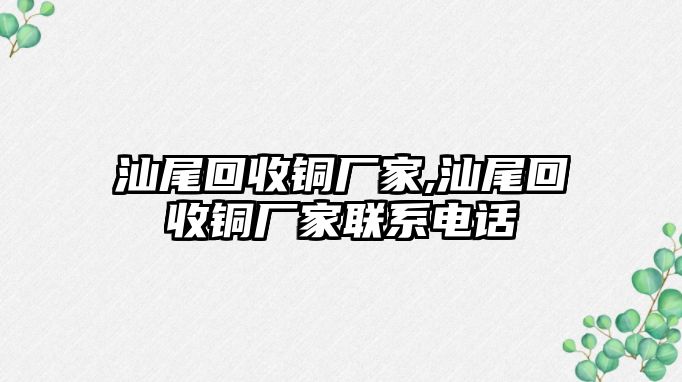 汕尾回收銅廠家,汕尾回收銅廠家聯(lián)系電話