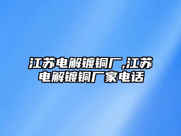 江蘇電解鍍銅廠,江蘇電解鍍銅廠家電話