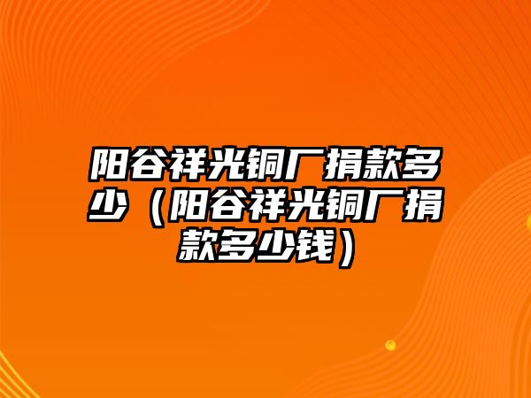 陽谷祥光銅廠捐款多少（陽谷祥光銅廠捐款多少錢）