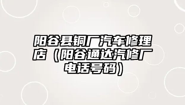 陽谷縣銅廠汽車修理店（陽谷通達(dá)汽修廠電話號碼）