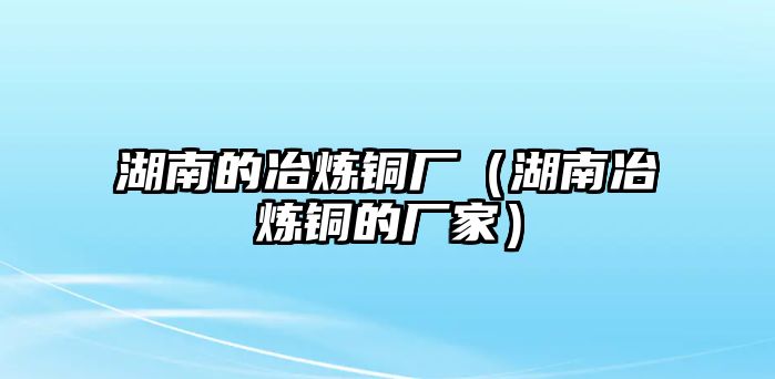 湖南的冶煉銅廠（湖南冶煉銅的廠家）