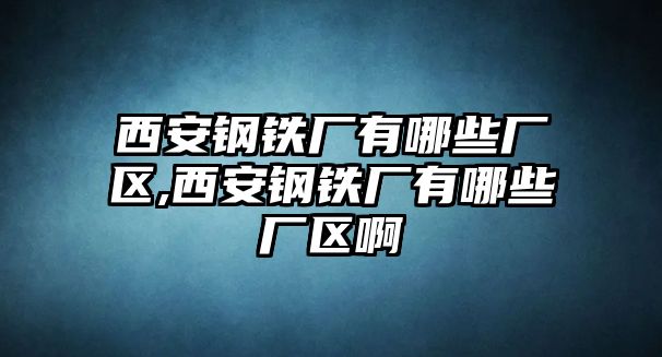 西安鋼鐵廠有哪些廠區(qū),西安鋼鐵廠有哪些廠區(qū)啊