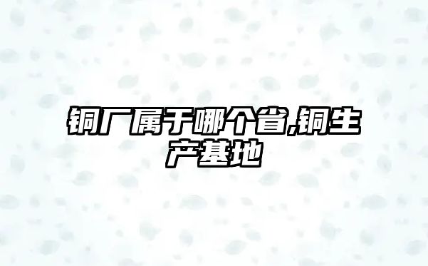 銅廠屬于哪個(gè)省,銅生產(chǎn)基地