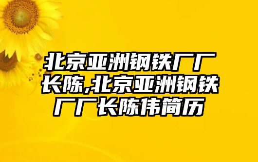 北京亞洲鋼鐵廠廠長陳,北京亞洲鋼鐵廠廠長陳偉簡歷