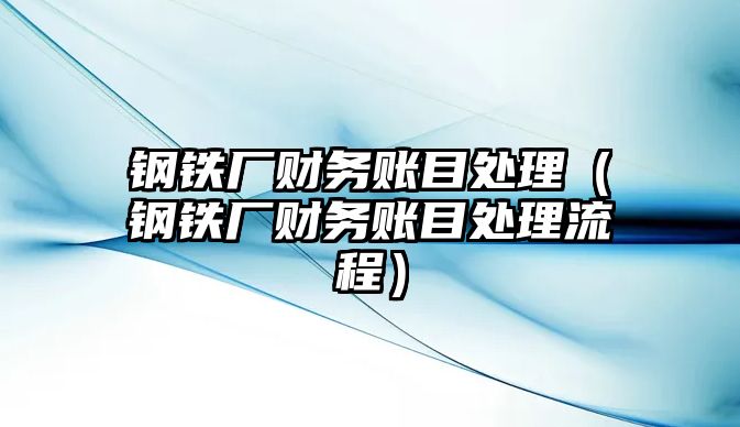 鋼鐵廠財務(wù)賬目處理（鋼鐵廠財務(wù)賬目處理流程）