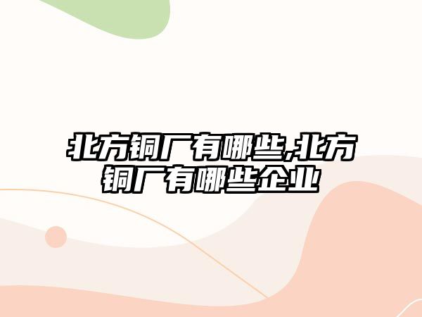 北方銅廠有哪些,北方銅廠有哪些企業(yè)