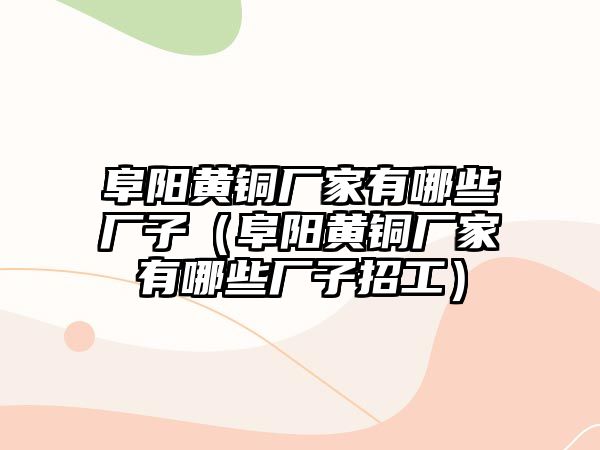 阜陽黃銅廠家有哪些廠子（阜陽黃銅廠家有哪些廠子招工）