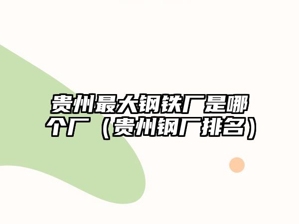 貴州最大鋼鐵廠是哪個廠（貴州鋼廠排名）