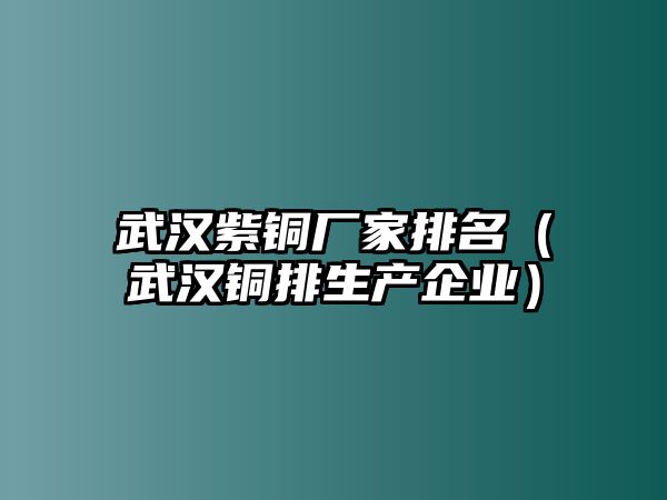 武漢紫銅廠家排名（武漢銅排生產(chǎn)企業(yè)）